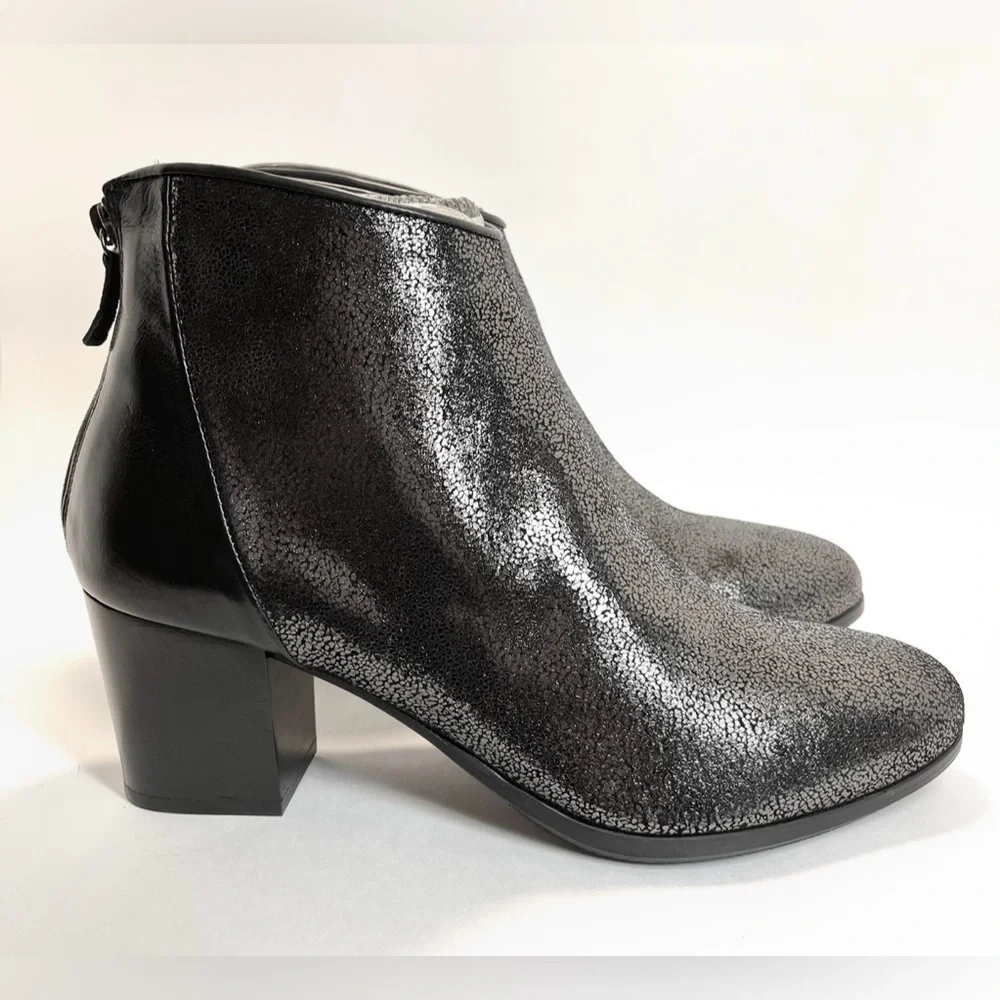 NWOT Homers Artisan Metallic Leather Ankle Boots Size 12M‎ (EU 43) Made in Spain